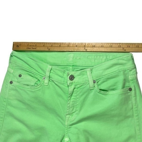 7 For All Mankind Jeans Womens Size 30 Spring Green Skinny Cropped Stretchy - Picture 7 of 13